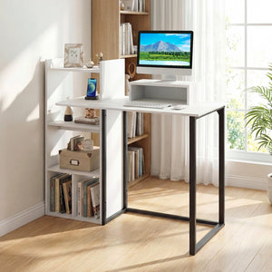 43.5 inches Computer Desk with Charging Station and Ergonomic Monitor Stand-White view 6