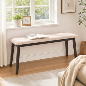 43.5 Inch Upholstered Entryway Bench with Rubber Wood Frame-Beige view 5