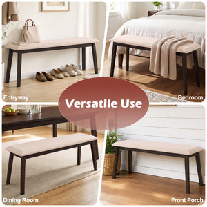 43.5 Inch Upholstered Entryway Bench with Rubber Wood Frame-Beige view 9