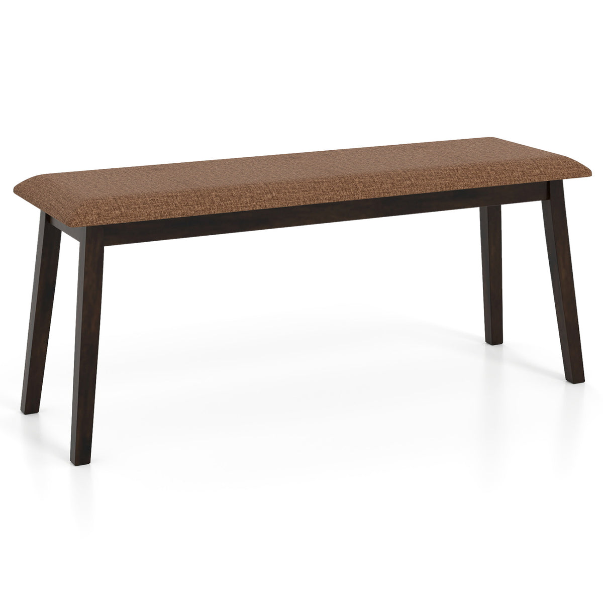 43.5 Inch Upholstered Entryway Bench with Rubber Wood Frame-Brown