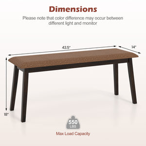 43.5 Inch Upholstered Entryway Bench with Rubber Wood Frame-Brown view 4