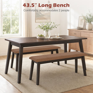 43.5 Inch Upholstered Entryway Bench with Rubber Wood Frame-Brown view 6