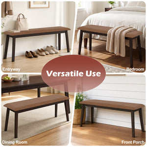 43.5 Inch Upholstered Entryway Bench with Rubber Wood Frame-Brown view 9