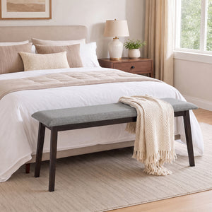 43.5 Inch Upholstered Entryway Bench with Rubber Wood Frame-Gray view 3