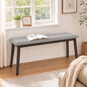 43.5 Inch Upholstered Entryway Bench with Rubber Wood Frame-Gray view 5