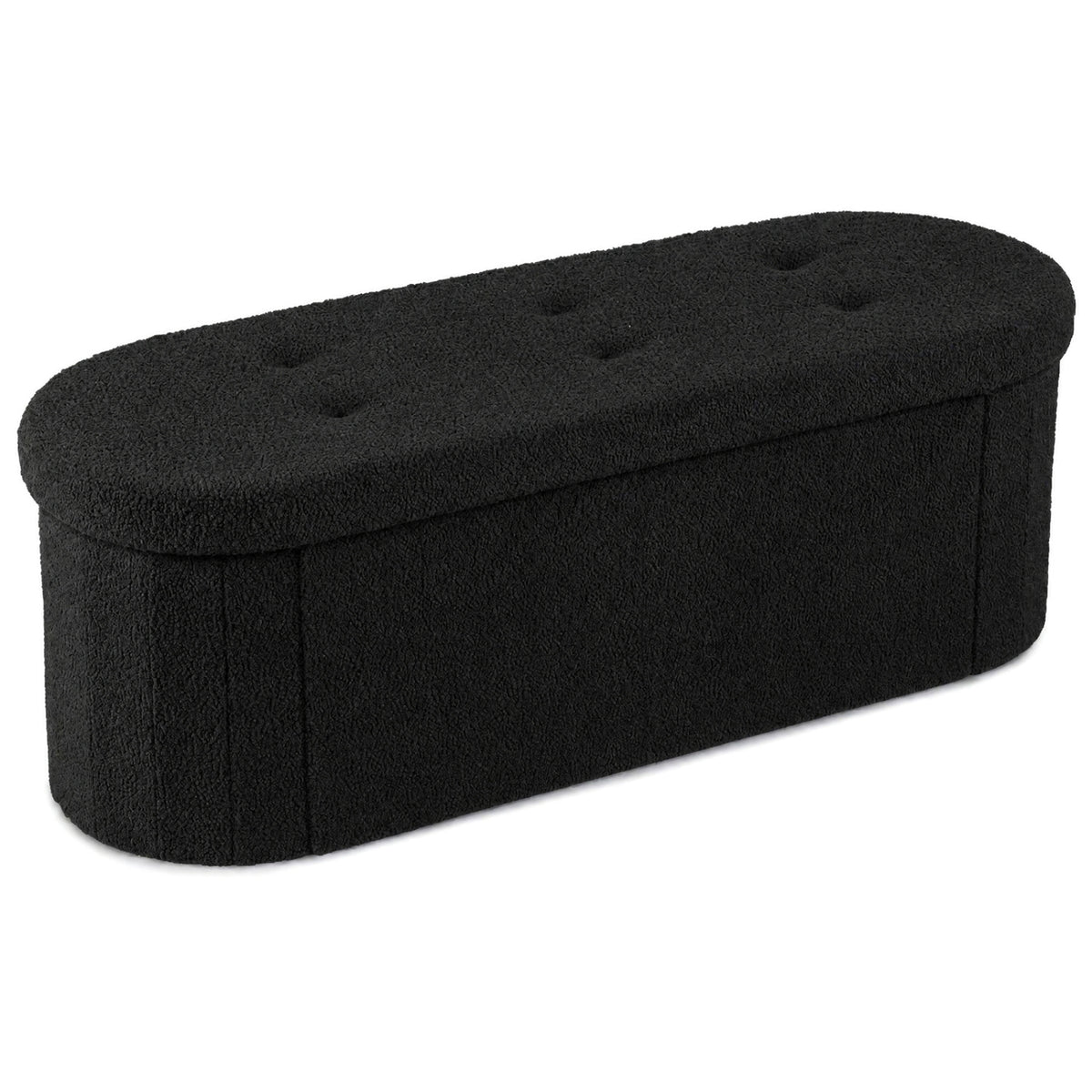 43 inches Folding Teddy Storage Ottoman Bench with Dividers for Living Room and Bedroom-Black