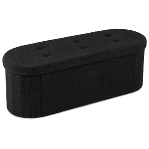 43 inches Folding Teddy Storage Ottoman Bench with Dividers for Living Room and Bedroom-Black