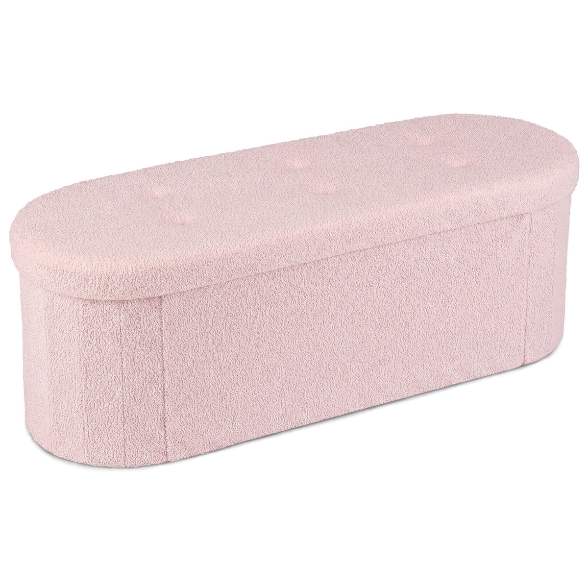 43 inches Folding Teddy Storage Ottoman Bench with Dividers for Living Room and Bedroom-Pink