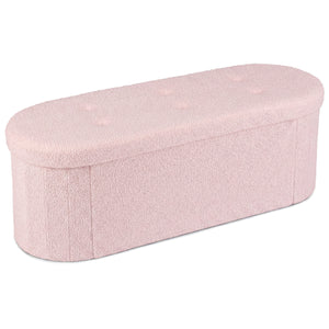 43 inches Folding Teddy Storage Ottoman Bench with Dividers for Living Room and Bedroom-Pink
