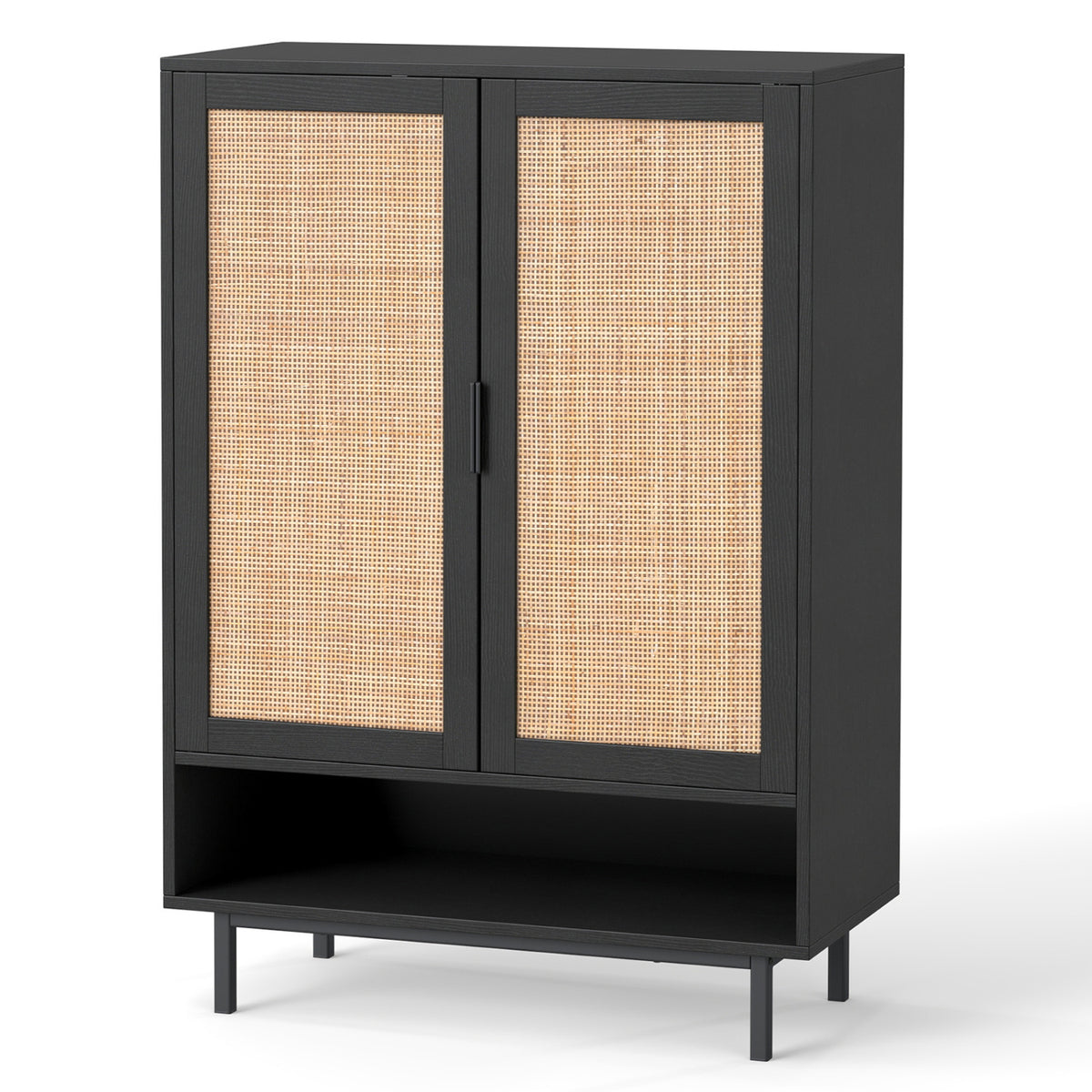 43 Inch 6-Tier Tall Shoe Cabinet with Double Doors-Black