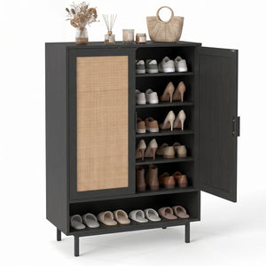 43 Inch 6-Tier Tall Shoe Cabinet with Double Doors-Black view 3