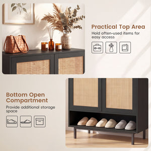 43 Inch 6-Tier Tall Shoe Cabinet with Double Doors-Black view 6