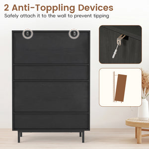 43 Inch 6-Tier Tall Shoe Cabinet with Double Doors-Black view 8