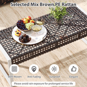 43 Inch Patio Rectangle Ottoman Pack of 2 with Metal Legs and Seat Cushion-Beige view 7