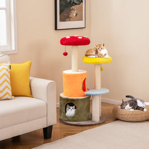 43 Inch Tall Cat Tree Cute with 2 Condos and Padded Platforms-Multicolor view 2