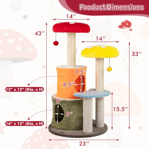 43 Inch Tall Cat Tree Cute with 2 Condos and Padded Platforms-Multicolor view 5