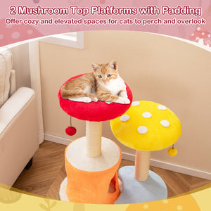 43 Inch Tall Cat Tree Cute with 2 Condos and Padded Platforms-Multicolor view 6