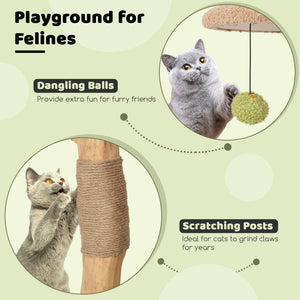 43 Inch Wooden Cat Tree with Padded Top Perch-Green view 6
