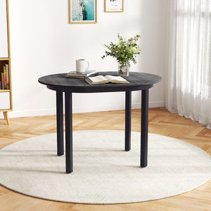 43 Inch Wooden Dining Table with Rubber Wood Legs for 2-4 People-Black view 2