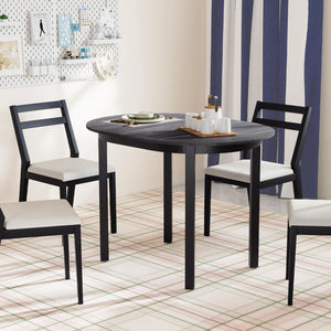 43 Inch Wooden Dining Table with Rubber Wood Legs for 2-4 People-Black view 3