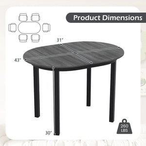 43 Inch Wooden Dining Table with Rubber Wood Legs for 2-4 People-Black view 5