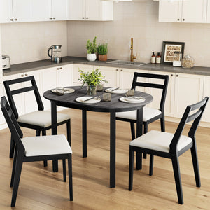 43 Inch Wooden Dining Table with Rubber Wood Legs for 2-4 People-Black view 6