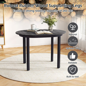 43 Inch Wooden Dining Table with Rubber Wood Legs for 2-4 People-Black view 7
