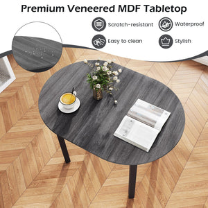 43 Inch Wooden Dining Table with Rubber Wood Legs for 2-4 People-Black view 8