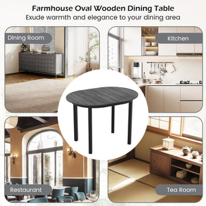 43 Inch Wooden Dining Table with Rubber Wood Legs for 2-4 People-Black view 9