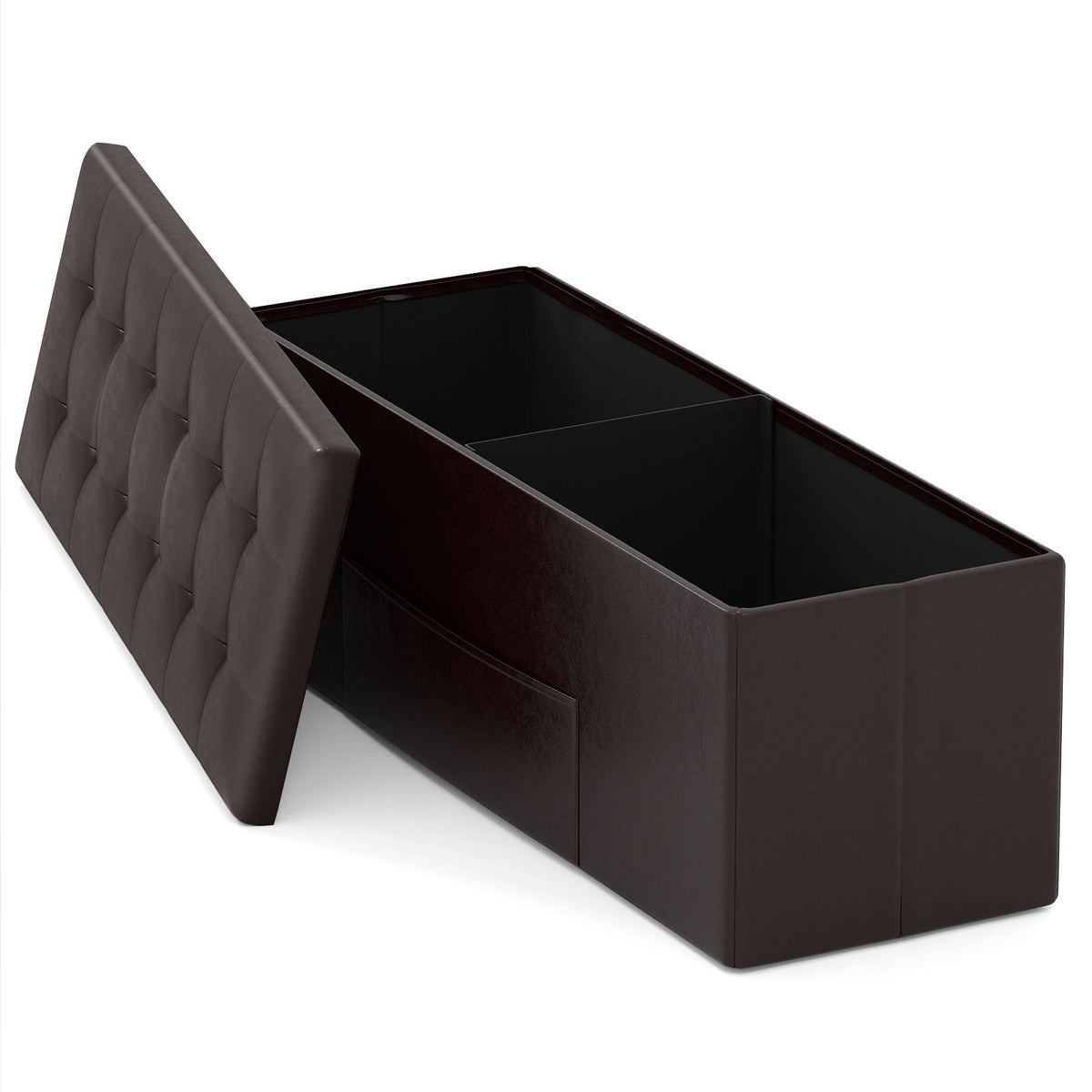 43 Inches Folding Storage Ottoman Bench Foot Rest Stool End of Bed Bench-Brown