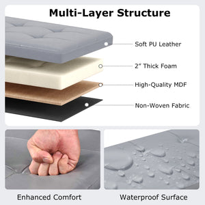 43 Inches Folding Storage Ottoman Bench Foot Rest Stool End of Bed Bench-Gray view 7