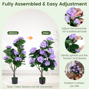 43.5 inches Artificial Hydrangea Tree 2 Pack-Purple view 7