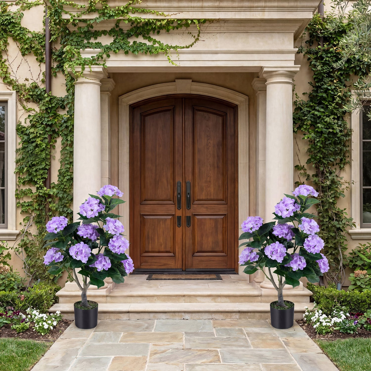 43.5 inches Artificial Hydrangea Tree 2 Pack-Purple view 2