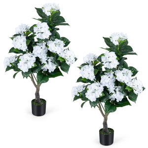 43.5 inches Artificial Hydrangea Tree 2 Pack-White