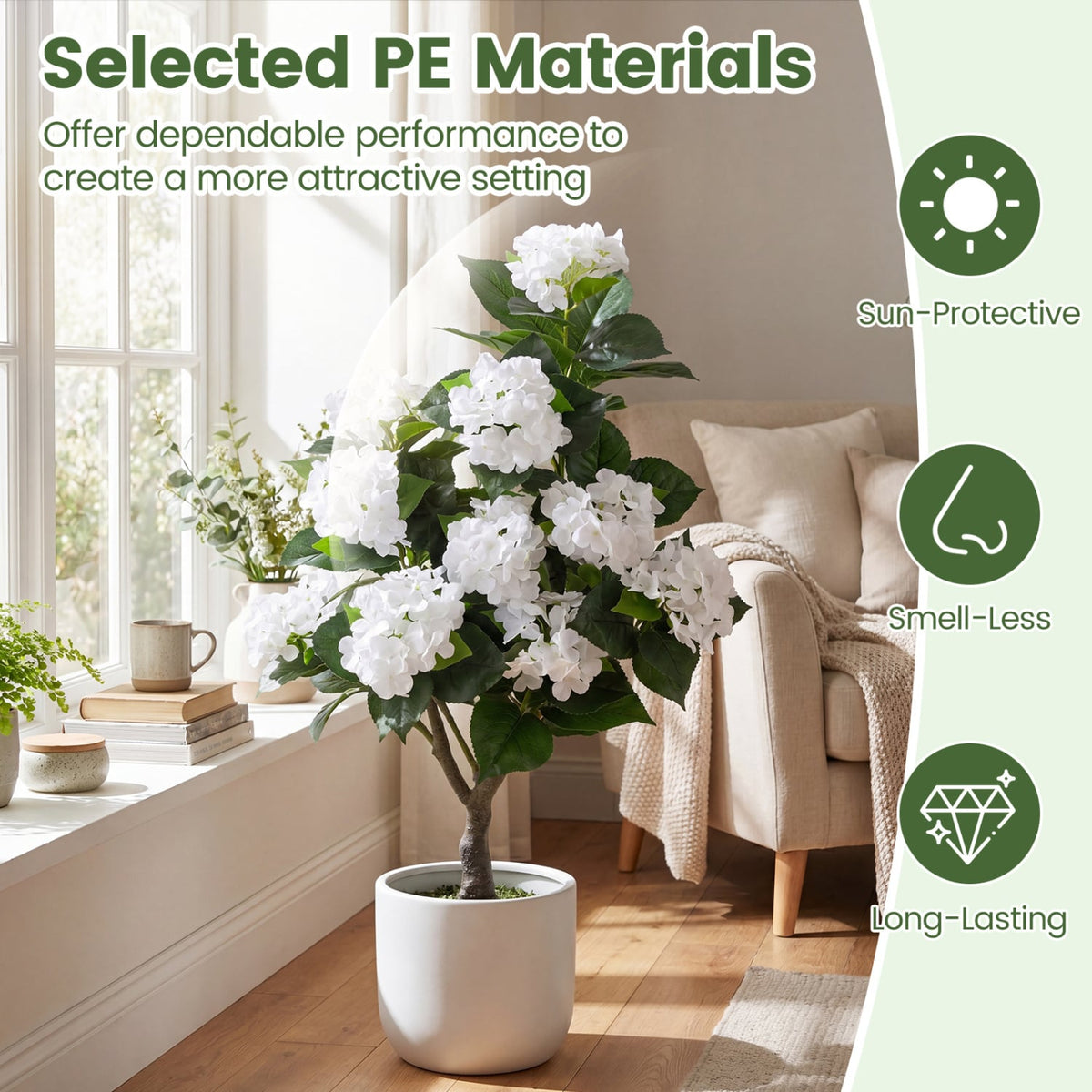 43.5 inches Artificial Hydrangea Tree 2 Pack-White view 5