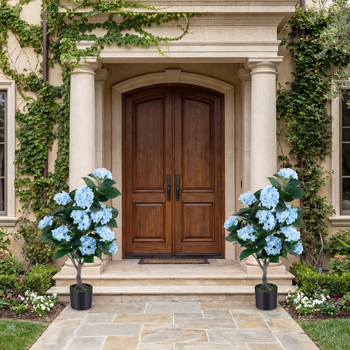 43.5 inches Artificial Hydrangea Tree 2 Pack-Blue view 2