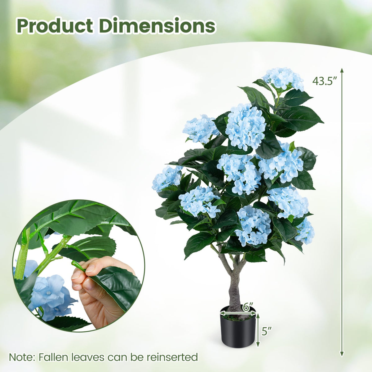 43.5 inches Artificial Hydrangea Tree 2 Pack-Blue view 4