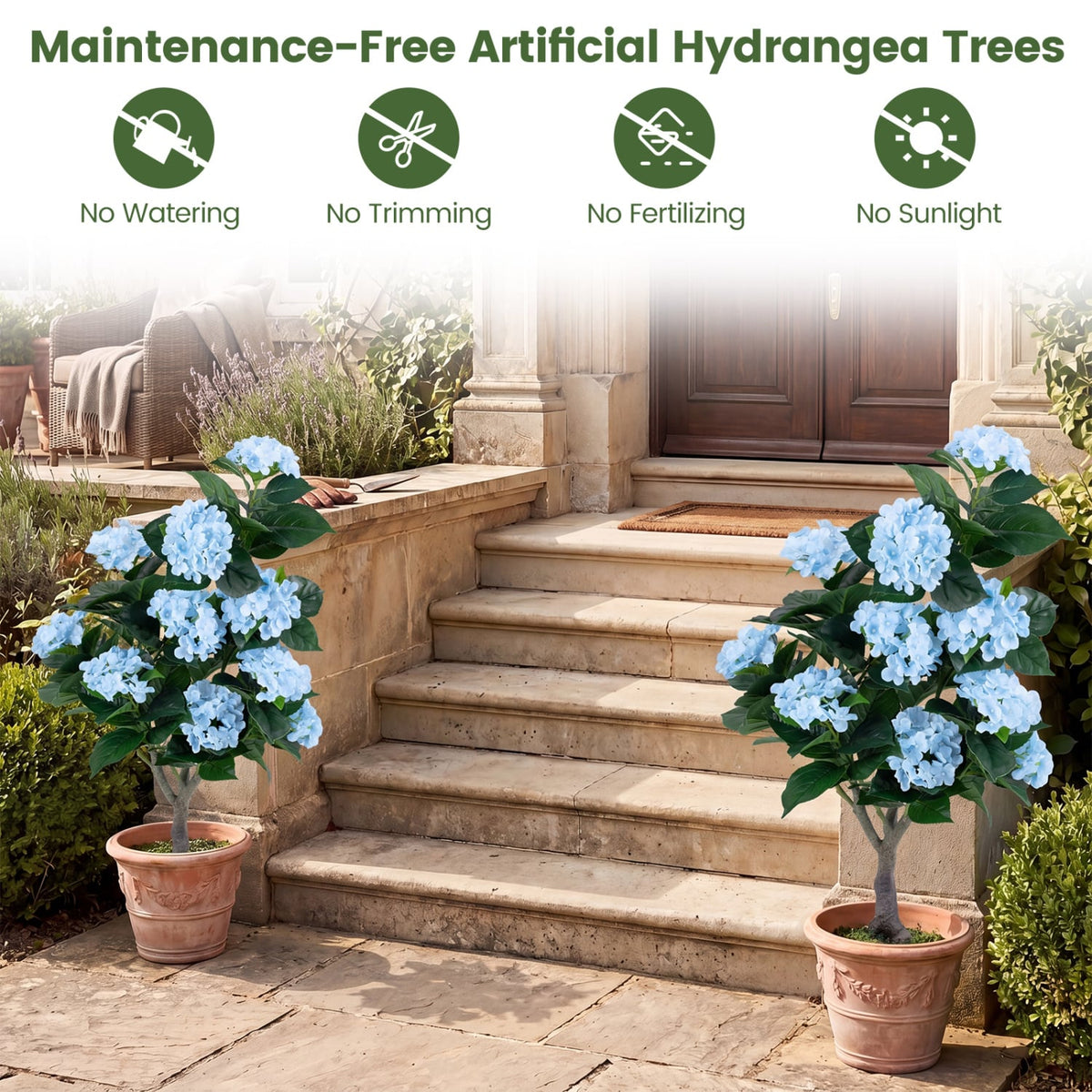 43.5 inches Artificial Hydrangea Tree 2 Pack-Blue view 5