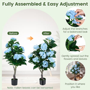 43.5 inches Artificial Hydrangea Tree 2 Pack-Blue view 7
