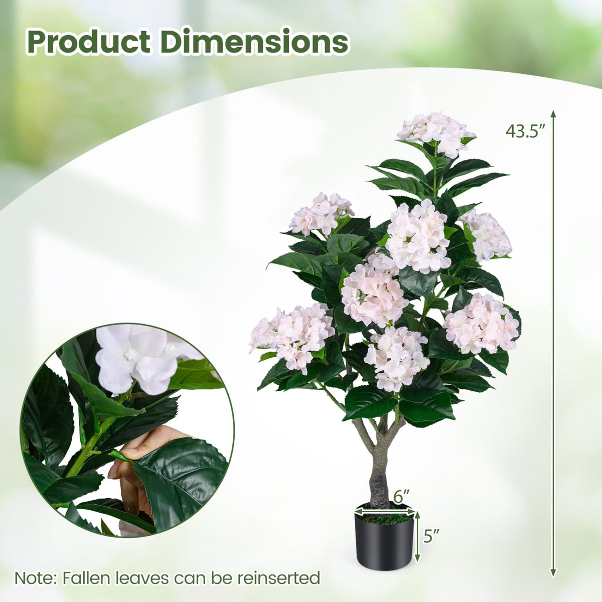 43.5 inches Artificial Hydrangea Tree 2 Pack-Pink view 4