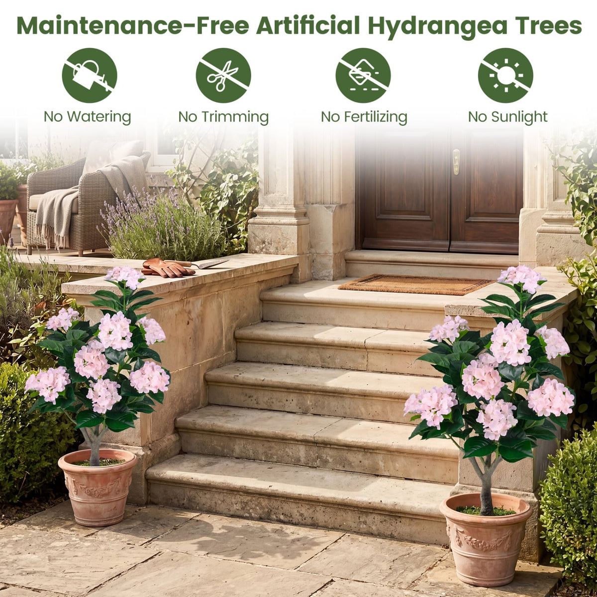 43.5 inches Artificial Hydrangea Tree 2 Pack-Pink view 5