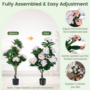 43.5 inches Artificial Hydrangea Tree 2 Pack-Pink view 7