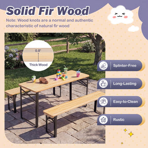 43.5 Inch Folding Kids Picnic Table & Bench Set No Assembly Wooden Toddler Table-Black view 6