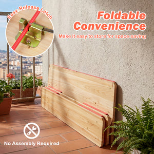 43.5 Inch Folding Kids Picnic Table & Bench Set No Assembly Wooden Toddler Table-Red view 8