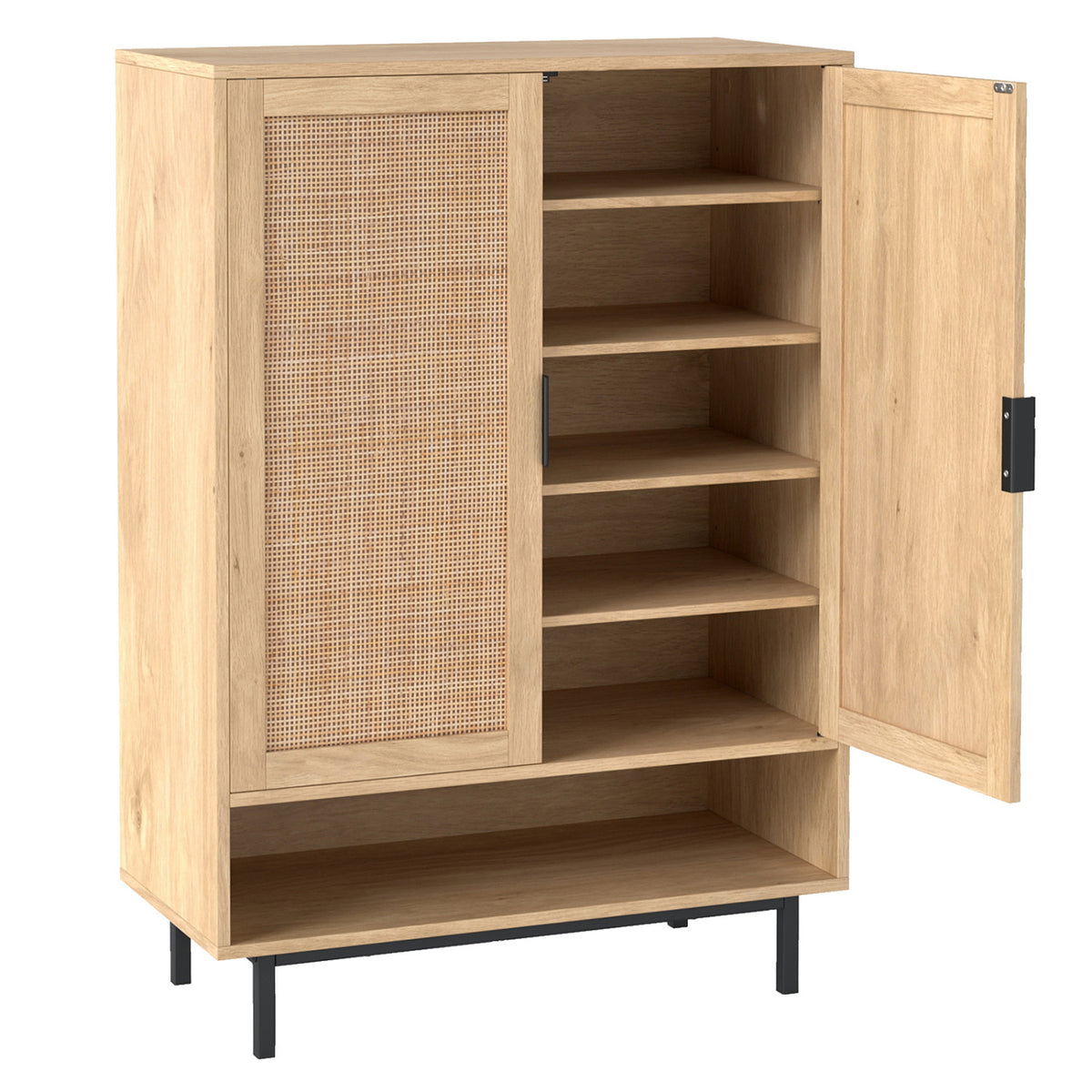 43 Inch 6-Tier Tall Shoe Cabinet with Double Doors-Natural view 6
