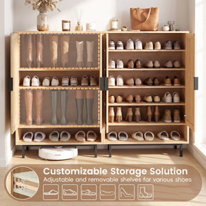 43 Inch 6-Tier Tall Shoe Cabinet with Double Doors-Natural view 7