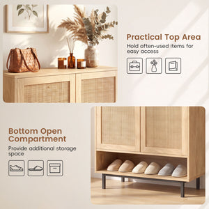 43 Inch 6-Tier Tall Shoe Cabinet with Double Doors-Natural view 8