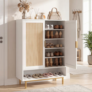 43 Inch 6-Tier Tall Shoe Cabinet with Double Doors-White view 2