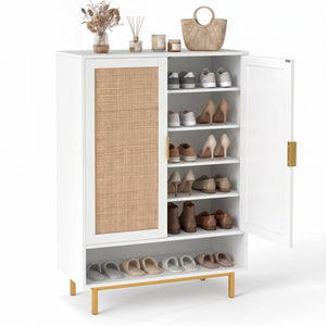 43 Inch 6-Tier Tall Shoe Cabinet with Double Doors-White