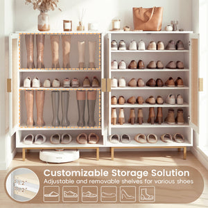 43 Inch 6-Tier Tall Shoe Cabinet with Double Doors-White view 8